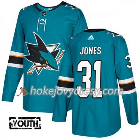 Dětské Hokejový Dres San Jose Sharks Martin Jones 31 Adidas 2017-2018 Teal Authentic